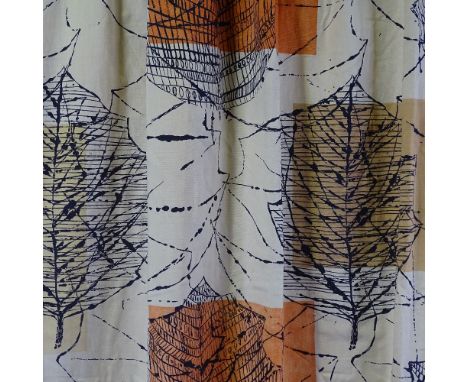 LUCIENNE DAY FOR HEALS, a "Linden" pattern fabric / curtain panel circa 1960, length 140cm x 107 at widest point. Gathered at