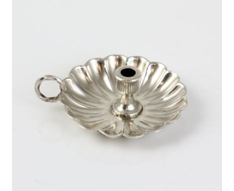 Victorian silver miniature chamberstick with lobed bowl and ring handle, by William Comyns &amp; Sons Ltd., Birmingham, 1891,