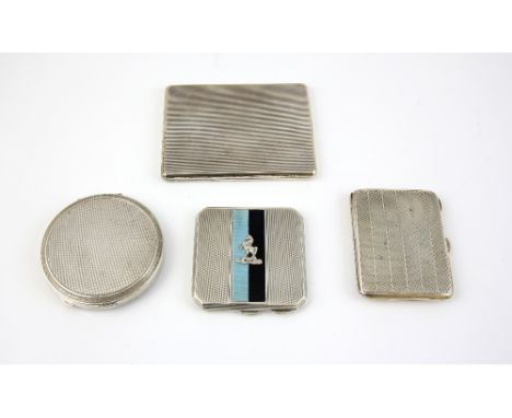 1950's silver cigarette case, with engine-turned decoration, by Adie Brothers Ltd, Birmingham 1953, 10.5 cm high, together wi