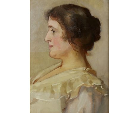 Late 19th/early 20th century portrait of a lady, oil on canvas, unsigned, 51.5cm x 36cm..   