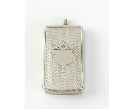Victorian silver vesta with engine turned decoration, by J McR &amp; Co., Birmingham, 1854, 9.4g, 3cm wide,.   