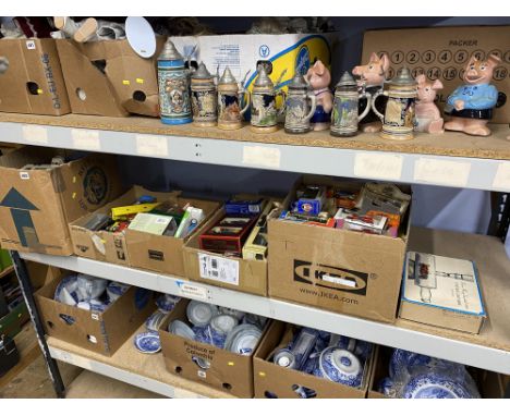 A shelf of mixed diecast, to include a box of Dinky car transporters, Matchbox Models of Yesteryear, Corgi boxed models and L
