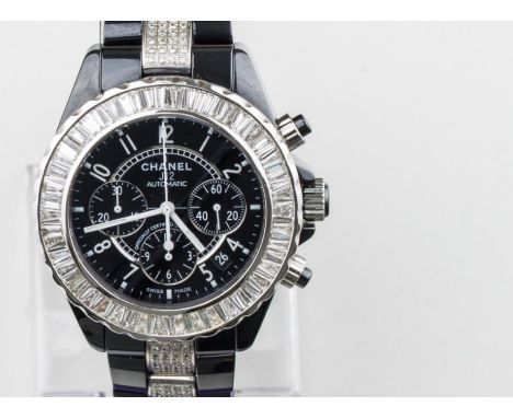 Automatic movement, Ceramic case and bracelet with factory set diamondsCondition: Watch appears to be working at time of cata