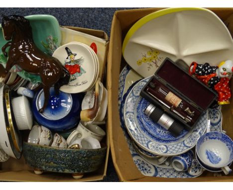CARLTONWARE HORS D'OEUVRES DISH, Newport dish, Royal Doulton and an assortment of other china and dinnerware (2 boxes)