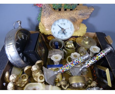 MANTEL CLOCK, CARRIAGE CLOCK and an assortment of other ornamental items 