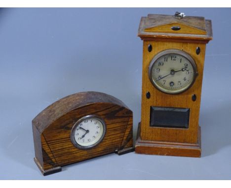 CLOCKS - pendulum mantel clock, 24cms H and another similar era mantel clock