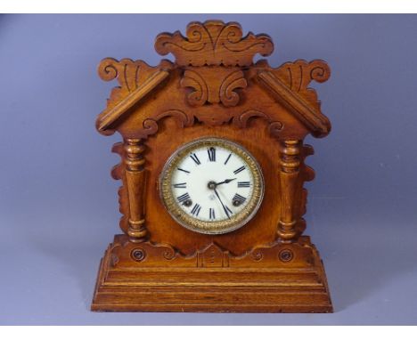 CLOCKS - Ansonia USA carved mantel clock, 42 x 35 x 13cms
