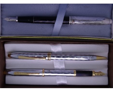 CROSS - Vintage Black Lacquered Cross Townsend fountain pen with sterling silver (?) cap. 'Alstom' - a French rail transport 