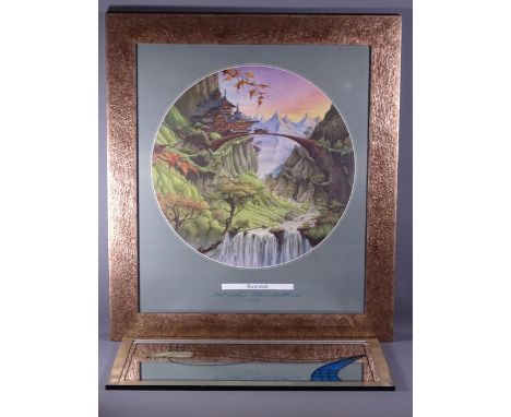 RODNEY MATTHEWS RIVENDELL circular giclee print (Lord of the Rings commemorative)- signed to the mount board 'Best Wishes Rod