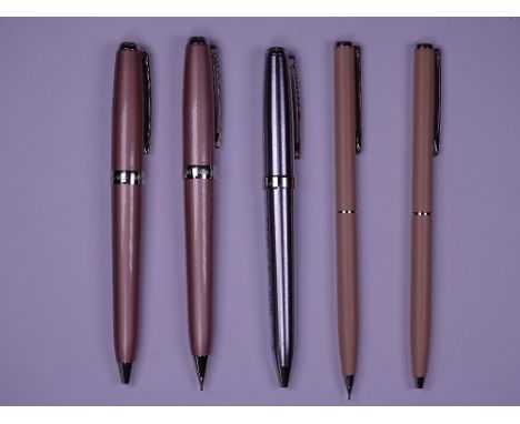 SHEAFFER -1997-2008 Brushed Chrome Sheaffer Prelude ballpoint pen with gold trim made in USA, in original presentation case (