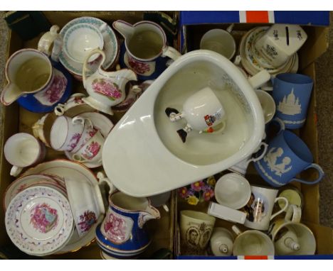 VICTORIAN &amp; LATER COMMEMORATIVES a quantity including early lustre material depicting Queen Victoria and Prince Albert, o