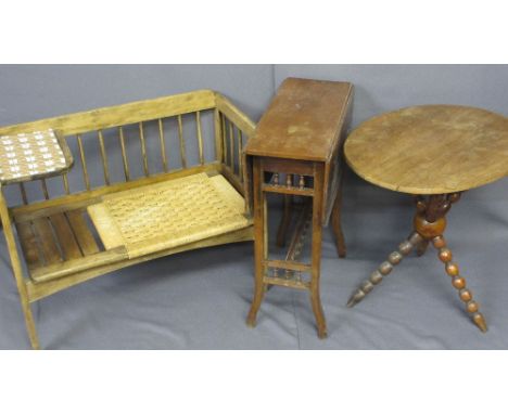 ANTIQUE &amp; LATER OCCASIONAL FURNITURE, three items including an oval top and bobbin turned tripod table, a twin-flap Edwar