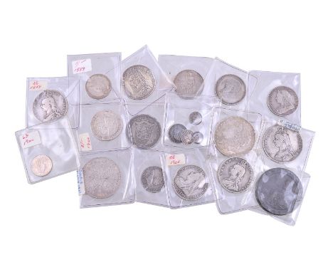 George III to Edward VII, silver coinage (17), Double Florin to Maundy Penny, Soho Twopence 1797, USA Morgan Dollar 1921, ZAR