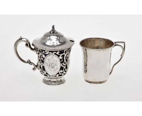 A Victorian silver mustard pot by Edward &amp; John Barnard, London 1856, with a scrolled finial to the domed cover, pierced 