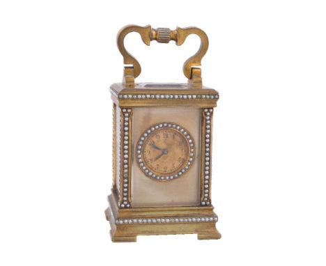A brass cased miniature carriage clock, unsigned, no. 2214, probably French late 19th century, the single barrel timepiece mo