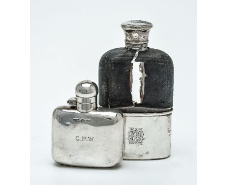 A Victorian silver mounted glass spirit flask by Thomas Johnson I, London 1863, retailed by Asprey, with a screw-off rounded 