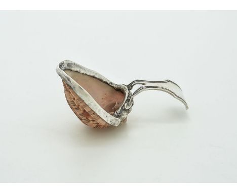 A George III silver and seashell caddy spoon by Matthew Linwood (maker's mark only), circa 1807-10, with a threaded coffin-en