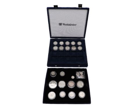 World coins in silver, 19th and 20th century, good variety, several Crown size. Varied state (Lot)