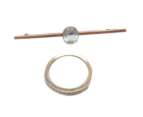 A seven stone diamond ring, the eight cut diamonds in claw settings, approximately 0.17 carats total, finger size Q; together
