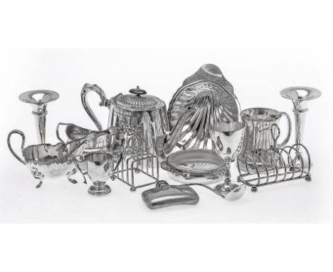 A George III silver oval cream jug by Samuel Godbehere, Edward Wigan &amp; James Boult, London 1809, 122g (3.95 oz); and vari