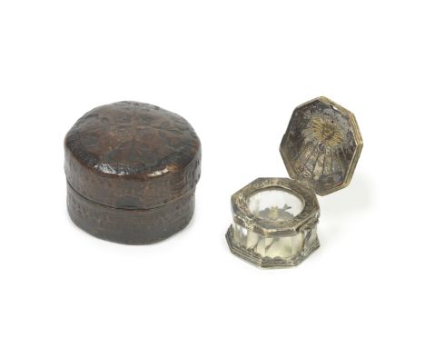 A small silver, silver-gilt and rock crystal compass sundial, Central Europe, late 16th century,the octagonal case in rock cr