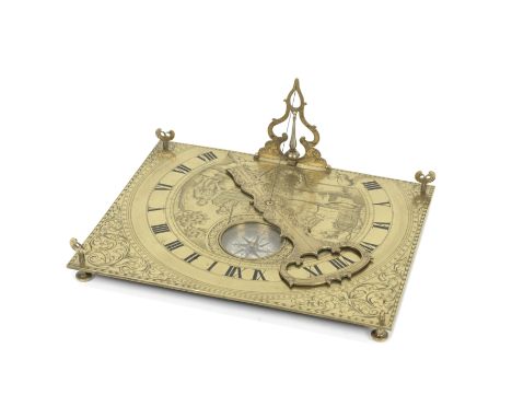 A Franz Antoni Knitl mechanically assisted string gnomon dial, Austrian, early 18th century,signed Franz Antoni Knitl fecit L