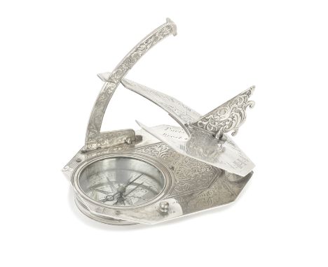 A Macquart octagonal silver inclining dial, French, early 18th century,signed Macquart A Paris, the octagonal dial with incli