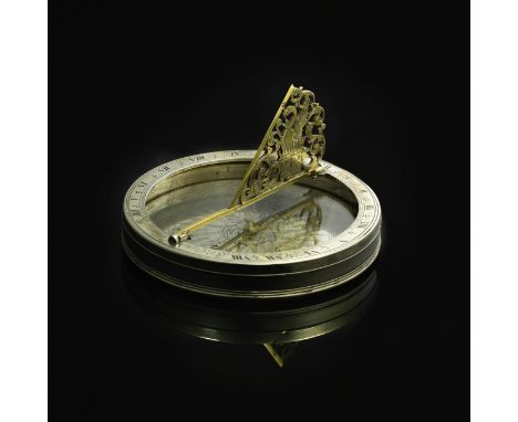 A Fine Richard Glynne Silver and Gilt Brass Compass Dial,  English, Circa 1710,signed R Glynne Fecit, the compass rose with t