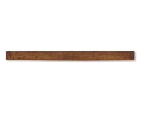 A boxwood Gunter rule, English, 18th century,the 24-inch rule with inset brass compass points, one side engraved the natural 