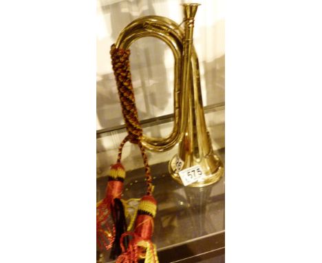 Brass army bugle, L: 28 cm 