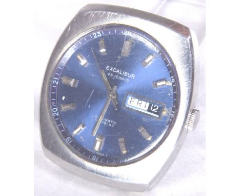 Gents vintage Excalibur automatic day date wristwatch, 25 jewels 