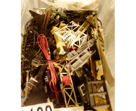 One box of vintage Hornby model railway spare parts 