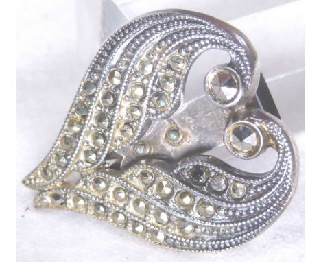 Sterling silver and marcasite scarf clip