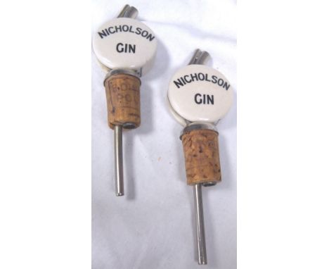 Two vintage Nicholson Gin pourers 