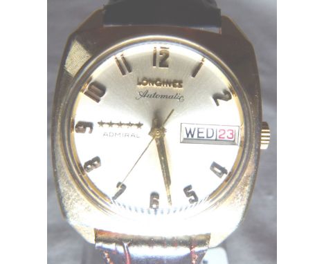 Vintage Longines gents gold filled wristwatch Admiral automatic model with silver and gold dial 