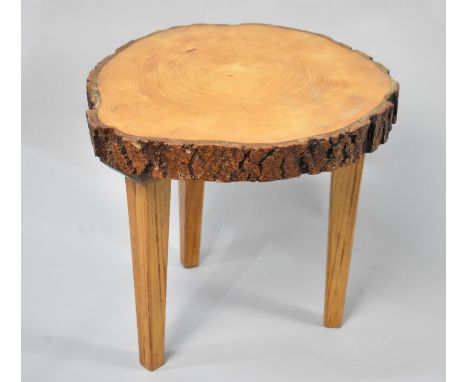 A Modern Rustic Three Legged Stool Formed from a Section of Tree Trunk, 34cm Diameter