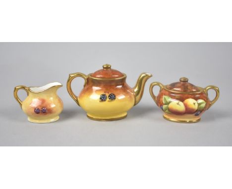 A Miniature Coalport Orchard Gold Three Piece Tea Service