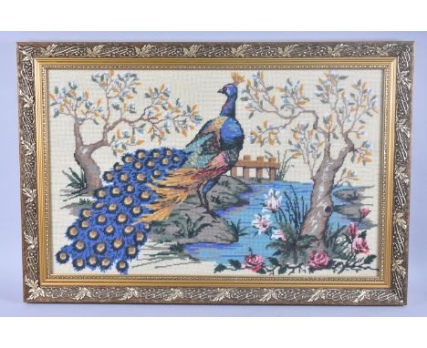 A Large Gilt Framed Tapestry by Marion Powell, Pheasant, 73x45cms
