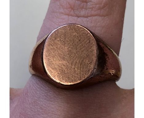9CT ROSE GOLD OVAL PLATEAU SIGNET RING 7.9G APPROX