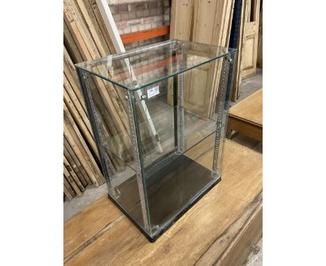 Seal Brand Products - early 20th century glazed shop countertop display cabinet, two sliding doors enclosing single glass adj