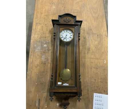 19th century Vienna style walnut cased wall clockDimensions: Height:&nbsp;117cm&nbsp;