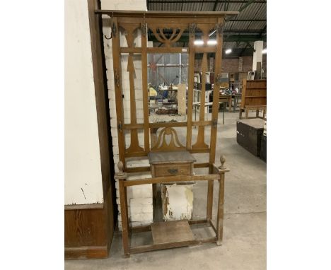 Edwardian oak hallstand, central mirrorDimensions: Height:&nbsp;206cm&nbsp; Length/Width:&nbsp;96cm&nbsp; Depth/Diameter:&nbs