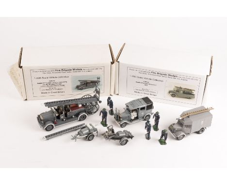 5 Fire Brigade Models 1:48th Scale Vehicle Collection. 2x Austin K2, one an 'Extra Heavy Unit' (FBM32) and an 'Escape Carryin