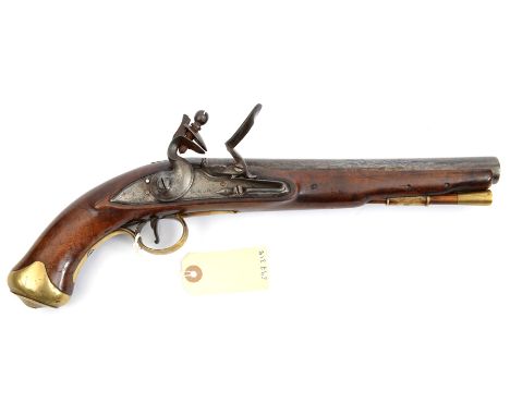 A 16 bore (.65”) Light Dragoon pattern flintlock holster pistol by D. Egg, 15” overall, barrel 9” engraved “D Egg, London” an