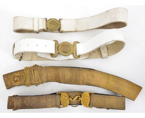 A R. Artillery officer’s full dress shoulder belt, with buckle, tip and slide, and companion waistbelt with Vic gilt snake cl