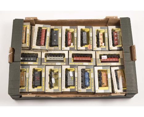 20 Wrenn Freight Wagons.  2x Steel Wagon - N.T.G. and British Anthracite Collieries. 2x Plank Wagons - British Soda with load