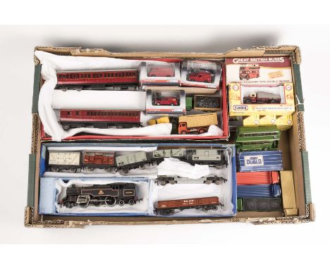 A small quantity of Hornby Dublo and trackside vehicles by other makes. Including; a BR Class 4MT 2-6-4T locomotive, 80054, i