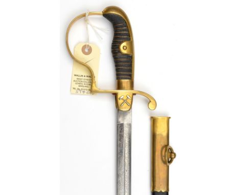 A Third Reich Mining Service (Bergbau) official’s sabel,  plated blade 33” with impressed maker’s mark beneath the langet (“-