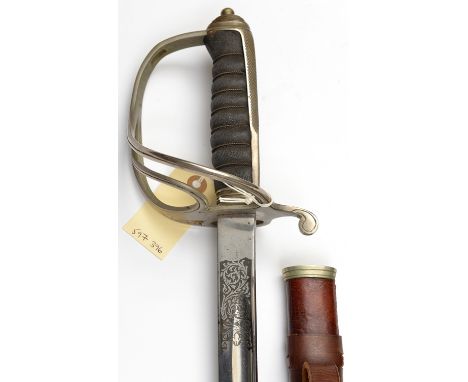 An Edward VIII (1936) officer’s sword of The Royal Regiment of Artillery,  very slightly curved fullered blade 34”, etched wi