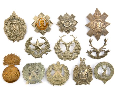 12 Scottish glengarry badges:  R Scots, RSF, KOSB, Cameronians WM, Black Watch without titles, HLI, Seaforths, Gordons, Camer